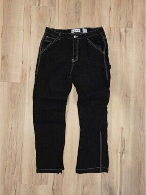 S.O.N.G. Black Cotton Pants with White Stitching Size 11/30